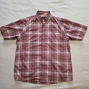Orvis Men's short sleeve buttondown red plaid L